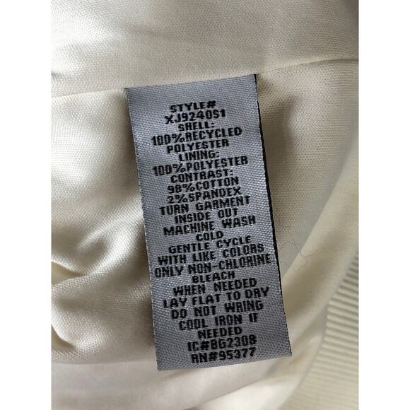 Sanctuary Imperial Bomber Jacket Faux Shearling Fleece Ribbed Trim Cream White M - Picture 7 of 9